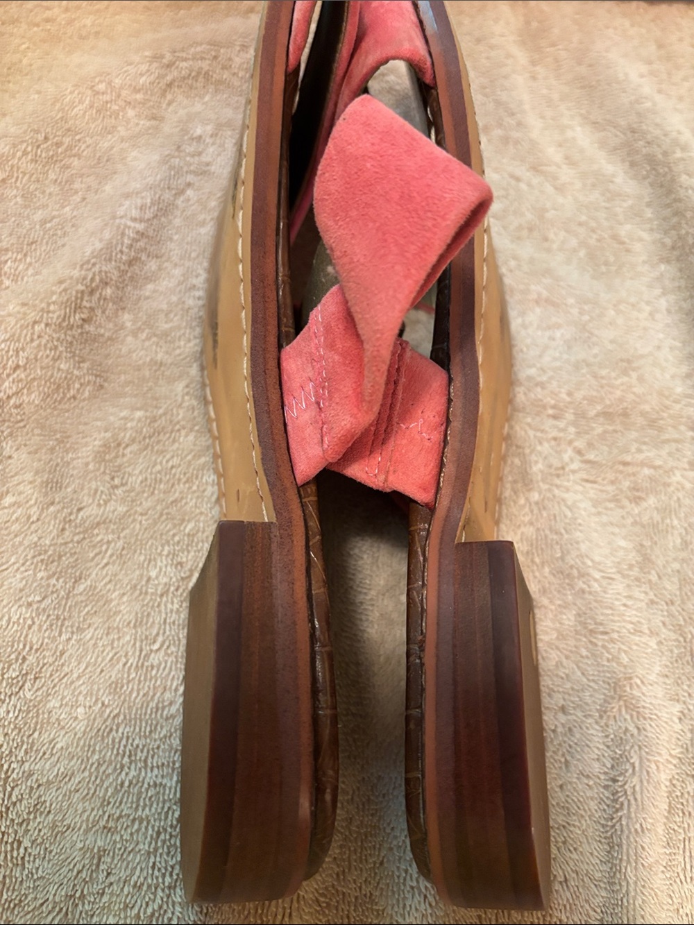 Sam Edelman Coral/Pink Suede Double-Strap Slide Sandals - size 10 - Picture 9 of 9